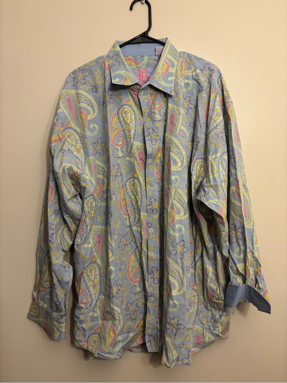 Men's Paisley Button-Down Shirt in Light Blue